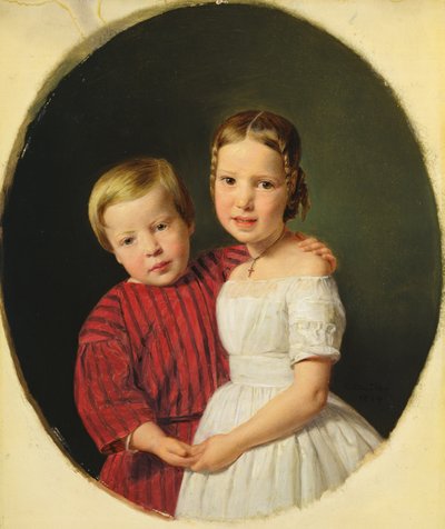 Portrait of Two Children by Ferdinand Georg Waldmuller
